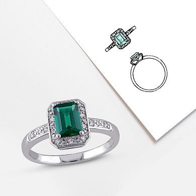 Stella Grace Sterling Silver Lab-Created Emerald & Diamond Accent Fashion Ring