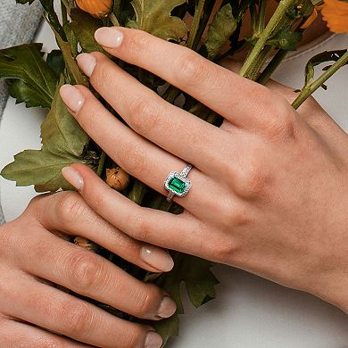 Stella Grace Sterling Silver Lab-Created Emerald & Diamond Accent Fashion Ring