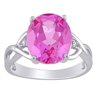 Stella Grace Sterling Silver Lab-Created Pink Sapphire & Diamond Accent Fashion Ring