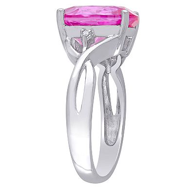 Stella Grace Sterling Silver Lab-Created Pink Sapphire & Diamond Accent Fashion Ring