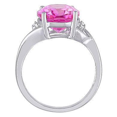Stella Grace Sterling Silver Lab-Created Pink Sapphire & Diamond Accent Fashion Ring