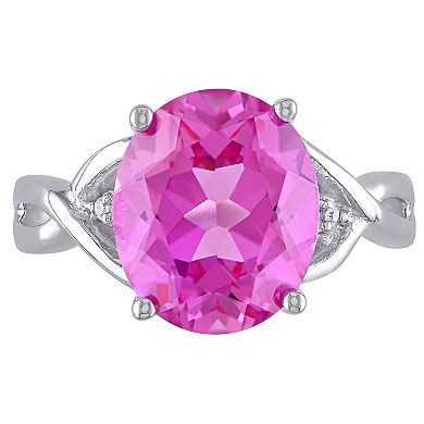 Stella Grace Sterling Silver Lab-Created Pink Sapphire & Diamond Accent Fashion Ring
