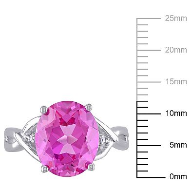 Stella Grace Sterling Silver Lab-Created Pink Sapphire & Diamond Accent Fashion Ring