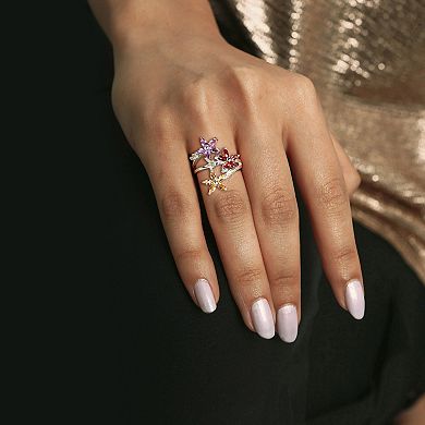 Stella Grace Sterling Silver Multi-Gemstones Flower Ring