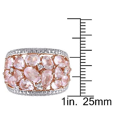 Stella Grace 18k Rose Gold Over Silver Rose Quartz & Diamond Accent Floral Ring