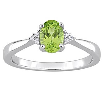Stella Grace Sterling Silver Peridot & Diamond Accent Ring