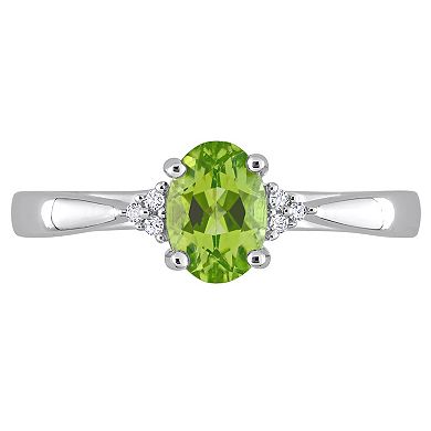 Stella Grace Sterling Silver Peridot & Diamond Accent Ring