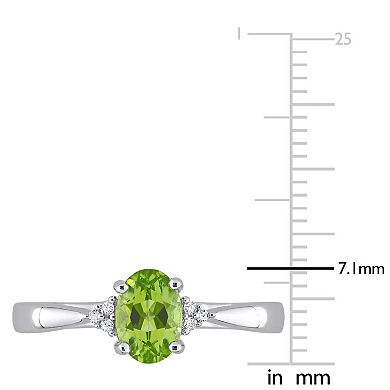 Stella Grace Sterling Silver Peridot & Diamond Accent Ring