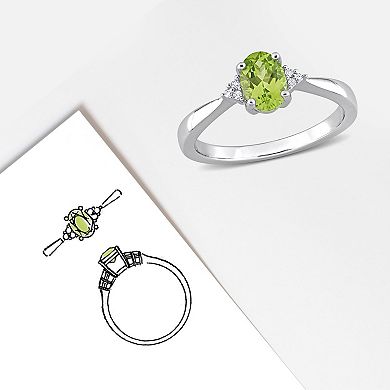 Stella Grace Sterling Silver Peridot & Diamond Accent Ring