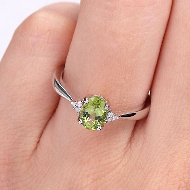 Stella Grace Sterling Silver Peridot & Diamond Accent Ring