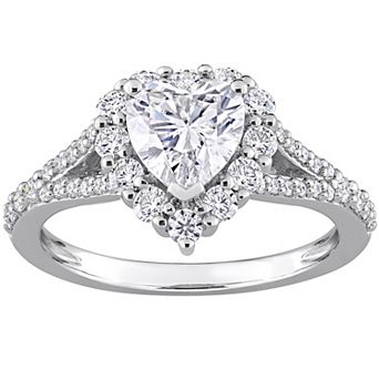 Stella Grace Sterling Silver 1-1/2 Carat T.W. Lab-Created Moissanite Heart Halo Ring
