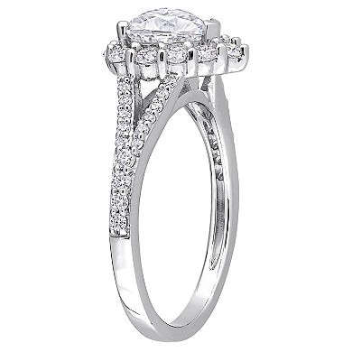 Stella Grace Sterling Silver 1-1/2 Carat T.W. Lab-Created Moissanite Heart Halo Ring