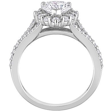 Stella Grace Sterling Silver 1-1/2 Carat T.W. Lab-Created Moissanite Heart Halo Ring
