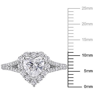 Stella Grace Sterling Silver 1-1/2 Carat T.W. Lab-Created Moissanite Heart Halo Ring
