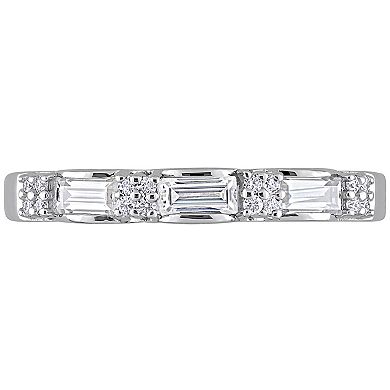 Stella Grace Sterling Silver 3/8 Carat T.W. Lab-Created Moissanite Anniversary Ring
