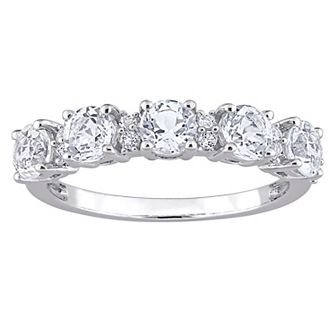 Stella Grace Sterling Silver White Topaz Semi-Eternity Ring