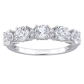 Stella Grace Sterling Silver White Topaz Semi-Eternity Ring