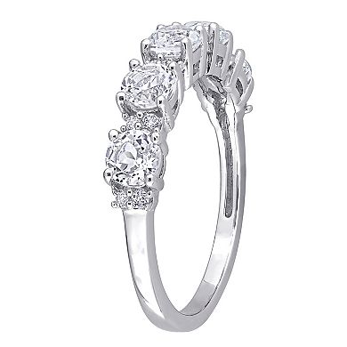 Stella Grace Sterling Silver White Topaz Semi-Eternity Ring