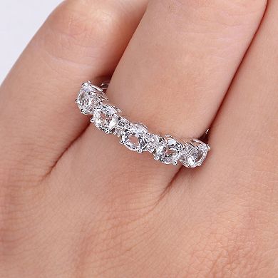 Stella Grace Sterling Silver White Topaz Semi-Eternity Ring