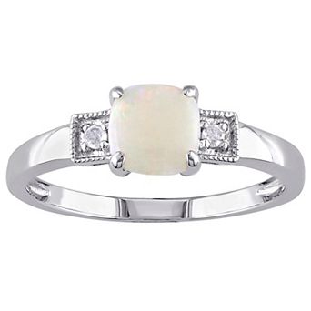 Stella Grace Sterling Silver Opal & Diamond Accent Ring