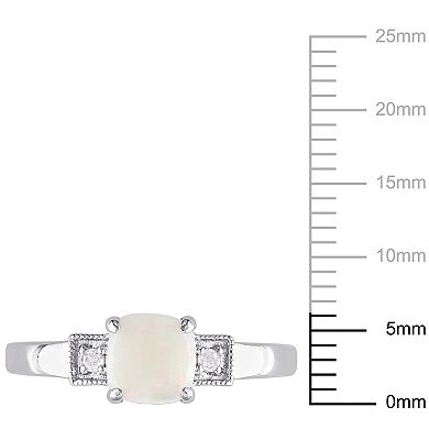 Stella Grace Sterling Silver Opal & Diamond Accent Ring