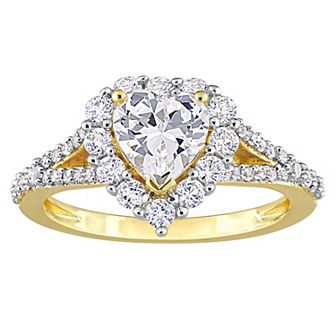 Stella Grace 18k Gold Over Silver Lab-Created White Sapphire Halo Heart Ring