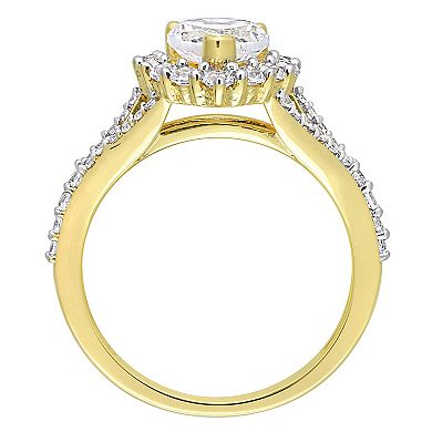 Stella Grace 18k Gold Over Silver Lab-Created White Sapphire Halo Heart Ring