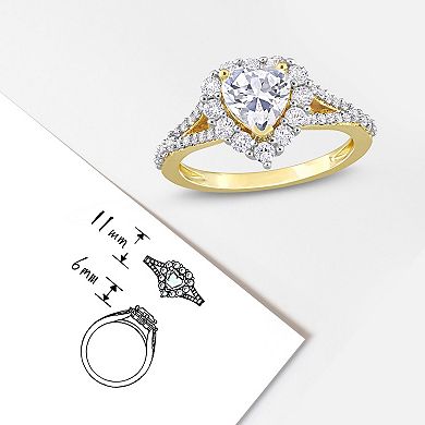 Stella Grace 18k Gold Over Silver Lab-Created White Sapphire Halo Heart Ring