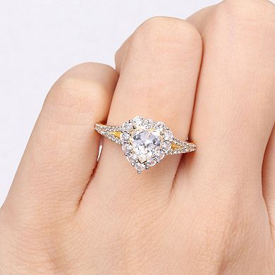 Stella Grace 18k Gold Over Silver Lab-Created White Sapphire Halo Heart Ring