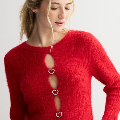 Juniors' madden girl Cut Out Rhinestone Sweater