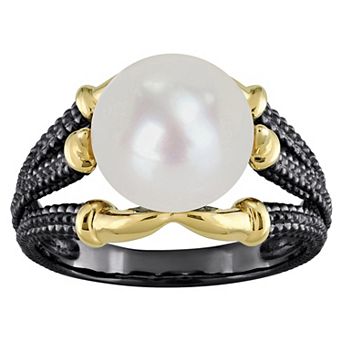 Stella Grace Men's 18k Gold Over Silver Freshwater Cultured Pearl Multi-Shank Ring