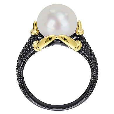 Stella Grace Men's 18k Gold Over Silver Freshwater Cultured Pearl Multi-Shank Ring