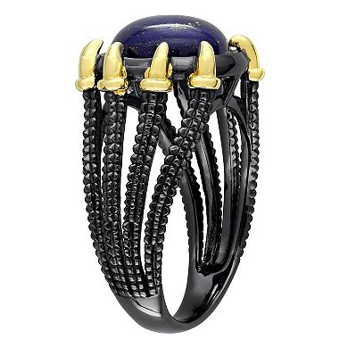 Stella Grace Men's 18k Gold Over Silver Lapis Ring