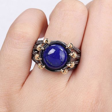 Stella Grace Men's 18k Gold Over Silver Lapis Ring