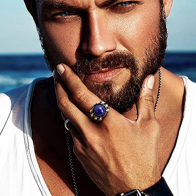 Stella Grace Men's 18k Gold Over Silver Lapis Ring