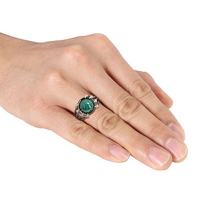 Stella Grace Men's 18k Gold Over Silver Malachite Split-Shank Ring