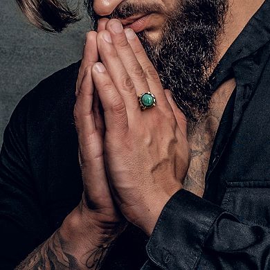 Stella Grace Men's 18k Gold Over Silver Malachite Split-Shank Ring