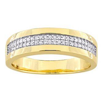 Stella Grace Men's 18k Gold Over Silver 1/10 Carat T.W. Diamond Anniversary Ring