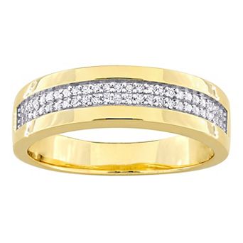 Stella Grace Men's 18k Gold Over Silver 1/10 Carat T.W. Diamond Anniversary Ring