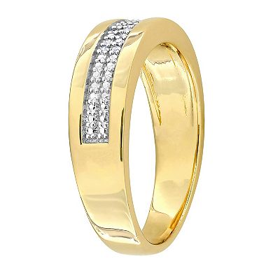 Stella Grace Men's 18k Gold Over Silver 1/10 Carat T.W. Diamond Anniversary Ring