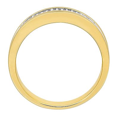 Stella Grace Men's 18k Gold Over Silver 1/10 Carat T.W. Diamond Anniversary Ring