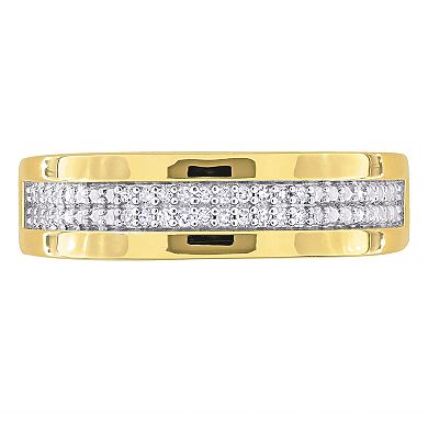 Stella Grace Men's 18k Gold Over Silver 1/10 Carat T.W. Diamond Anniversary Ring