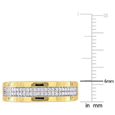 Stella Grace Men's 18k Gold Over Silver 1/10 Carat T.W. Diamond Anniversary Ring