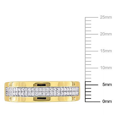 Stella Grace Men's 18k Gold Over Silver 1/10 Carat T.W. Diamond Anniversary Ring