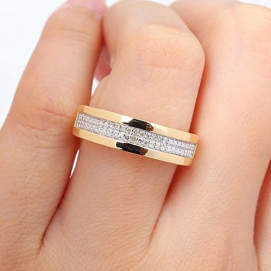 Stella Grace Men's 18k Gold Over Silver 1/10 Carat T.W. Diamond Anniversary Ring