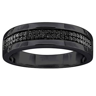 Stella Grace Men's Sterling Silver 1/10 Carat T.W. Black Diamond Anniversary Ring