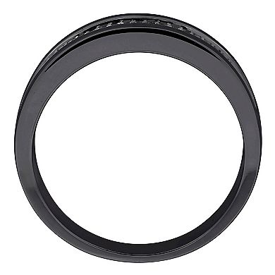Stella Grace Men's Sterling Silver 1/10 Carat T.W. Black Diamond Anniversary Ring