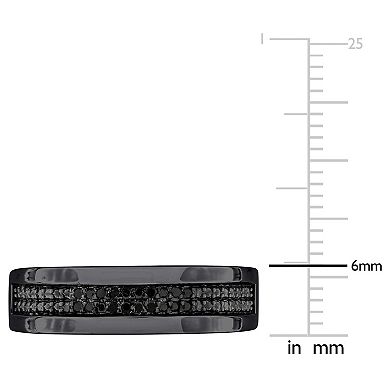 Stella Grace Men's Sterling Silver 1/10 Carat T.W. Black Diamond Anniversary Ring