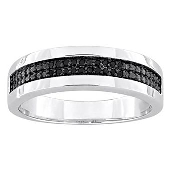 Stella Grace Men's Sterling Silver 1/10 Carat T.W. Black Diamond Anniversary Ring