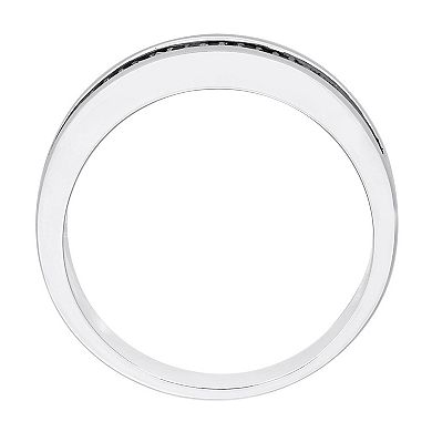 Stella Grace Men's Sterling Silver 1/10 Carat T.W. Black Diamond Anniversary Ring